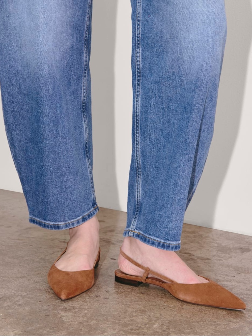 Everlane Studio Slingback Flats Suede Saddle Brown Prep Academia Size 8